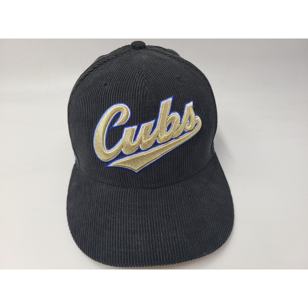 Chicago Cubs Corduroy New Era 59Fifty Fitted 7 Hat Cap MLB Baseball Black Gold